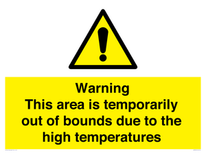 Warning This area is temporarily out of bounds due to the high temperatures